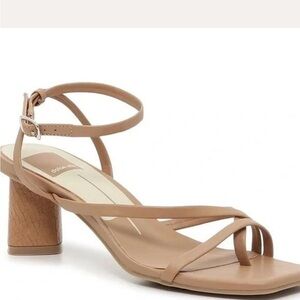 Dolce Vita Nude Tan Zoella Strappy Block Heel Sandal with Ankle Buckle